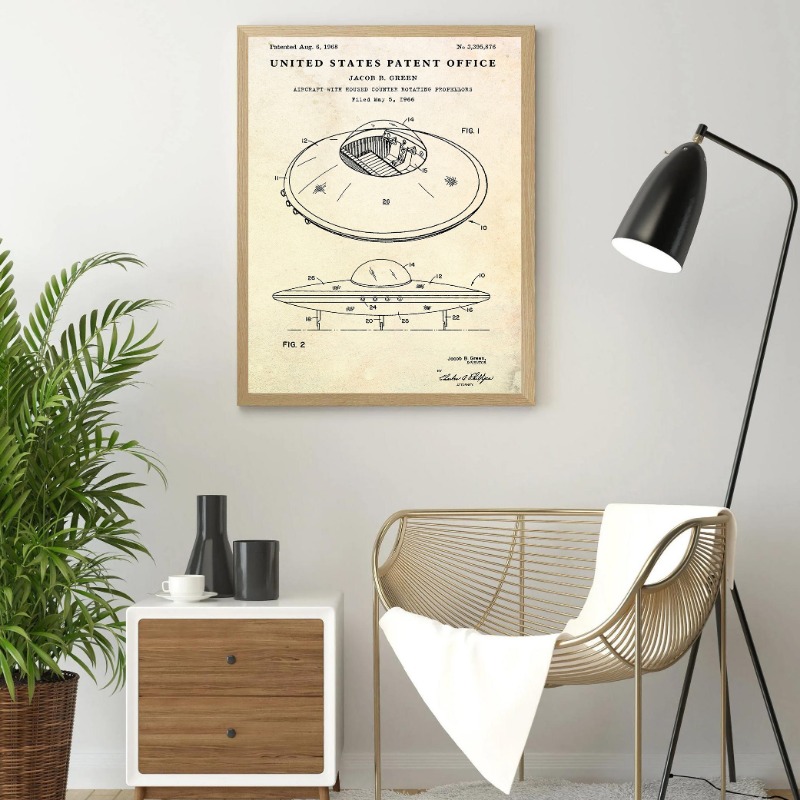Vintage Flying Saucer UFO Blue - đánh giá và giá Star Map Poster