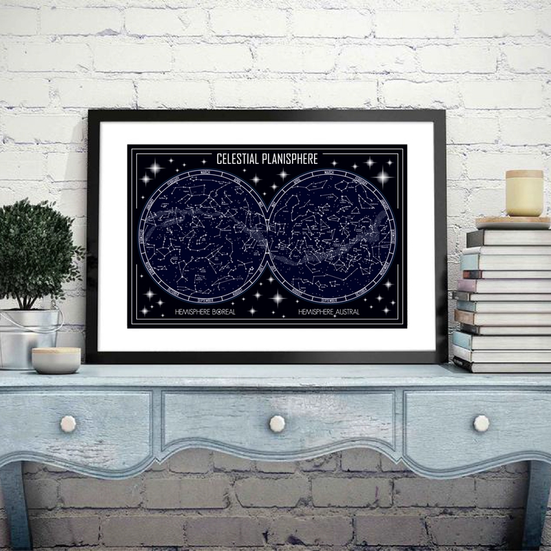 Thiên Planisphere Bản Đồ Vải P - đánh giá và giá Star Map Poster